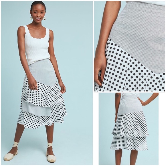 Anthropologie Dresses & Skirts - Anthropologie Vernazza Skirt Large New Midi Ruffle